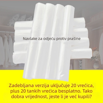 Prozirni zaštitnik od prašine za odjeću, vrećica za vješanje odjeće, jednokratni zaštitni omotač za kapute i odijela, za kućnu upotrebu