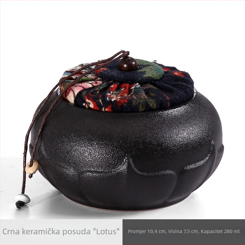 Crna keramička posuda za čaj sa zatvaračem, Pu'er čaj, ručna izrada, velika kapaciteta