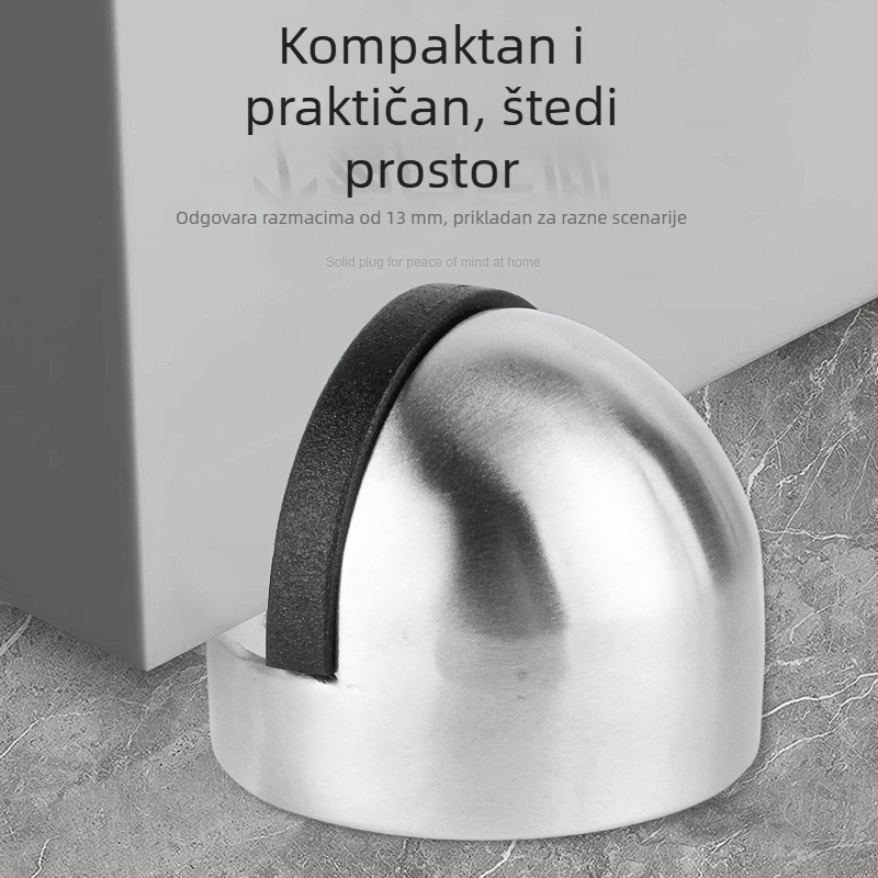 Nehrđajući čelični vrata stopper, bez bušenja, s podignutim gumanim vrhom, podnošenje na pod, zaštita od udara za staklene površine