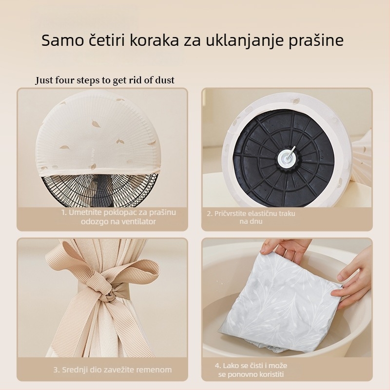Tkaninski zaštitni navlaka za ventilator – potpuno pokrivanje za stojeće i stolne ventilatore, kvadratnog oblika