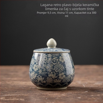 Plavo-bijela keramička posuda za čaj, mala zatvorena posuda, retro stil za skladištenje čaja, otporna na vlagu