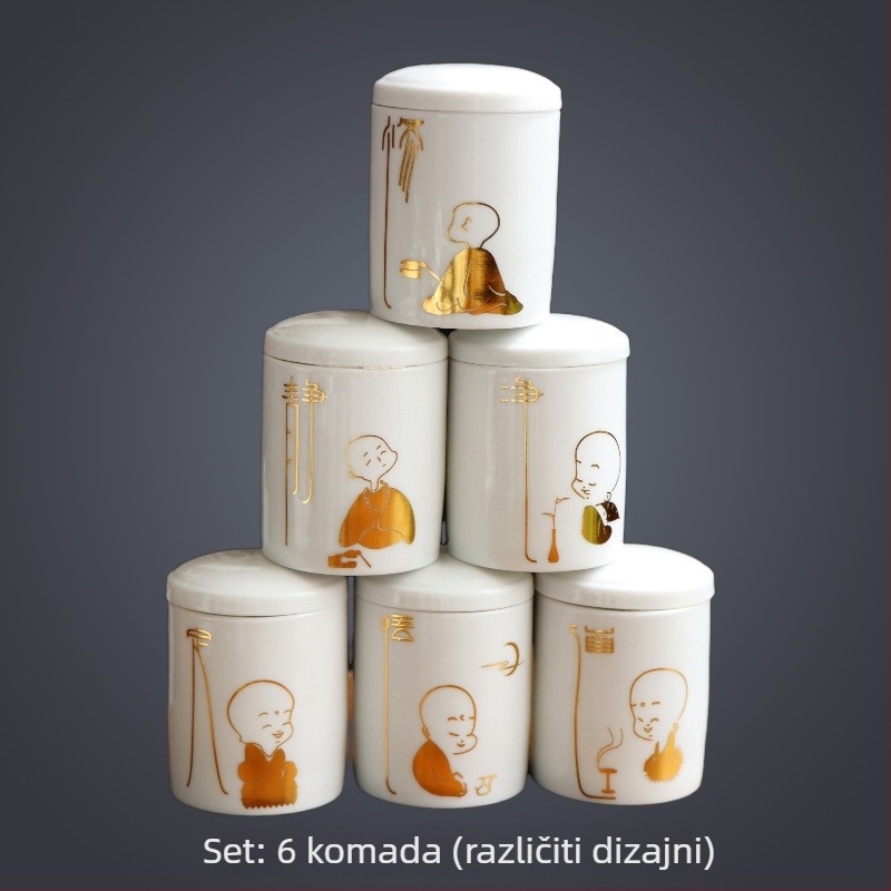 Dehua bijela porcelanska glazirana posuda za čaj s motivom lotosa, zatvorena, kompaktna mini veličina za skladištenje čaja