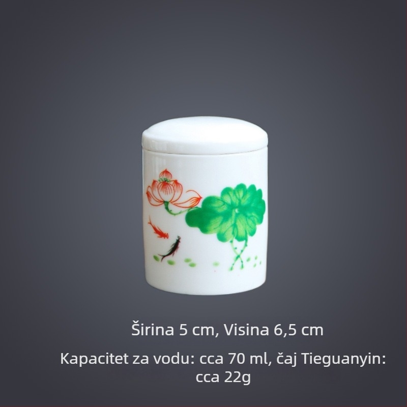 Dehua bijela porcelanska glazirana posuda za čaj s motivom lotosa, zatvorena, kompaktna mini veličina za skladištenje čaja