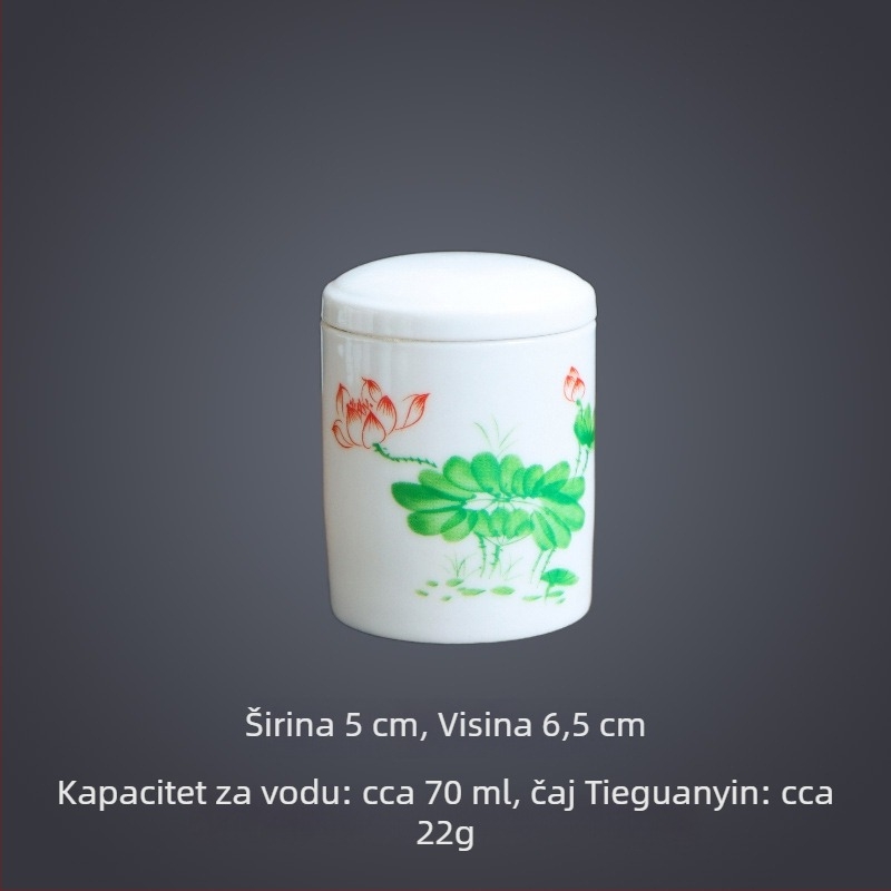 Dehua bijela porcelanska glazirana posuda za čaj s motivom lotosa, zatvorena, kompaktna mini veličina za skladištenje čaja