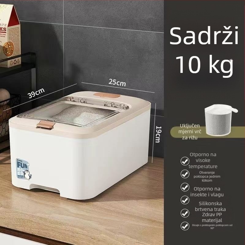Kompaktan spremnik za rižu sa brtvom, otporan na vlagu i štetnike, kuhinjska kutija za skladištenje riže i brašna, kapacitet 10 L ili više