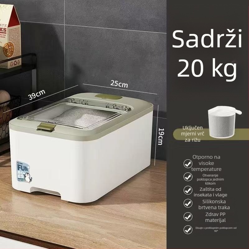 Kompaktan spremnik za rižu sa brtvom, otporan na vlagu i štetnike, kuhinjska kutija za skladištenje riže i brašna, kapacitet 10 L ili više