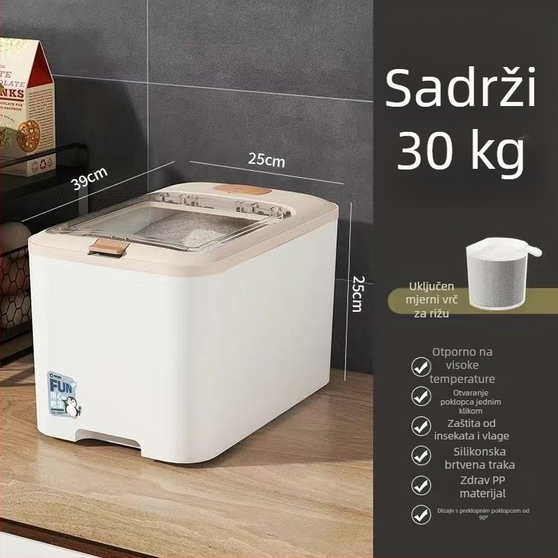 Kompaktan spremnik za rižu sa brtvom, otporan na vlagu i štetnike, kuhinjska kutija za skladištenje riže i brašna, kapacitet 10 L ili više