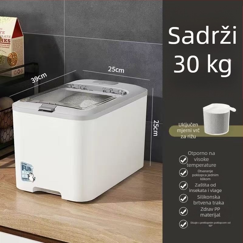 Kompaktan spremnik za rižu sa brtvom, otporan na vlagu i štetnike, kuhinjska kutija za skladištenje riže i brašna, kapacitet 10 L ili više
