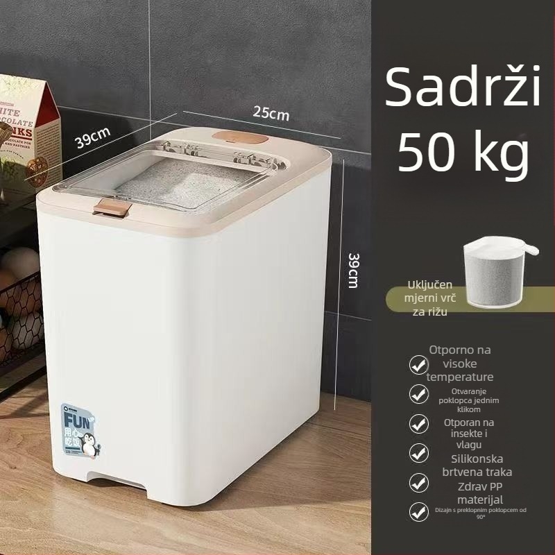 Kompaktan spremnik za rižu sa brtvom, otporan na vlagu i štetnike, kuhinjska kutija za skladištenje riže i brašna, kapacitet 10 L ili više