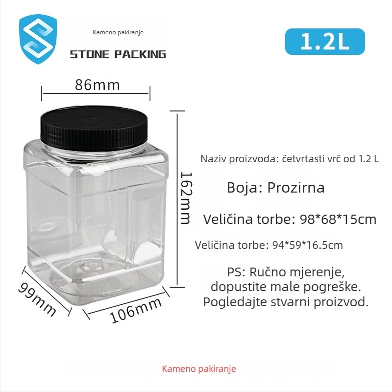 Si Dun proziran plastični spremnik za hranu s čvrstim zatvaračem, PET, za skladištenje bombona, orašastih plodova i grickalica