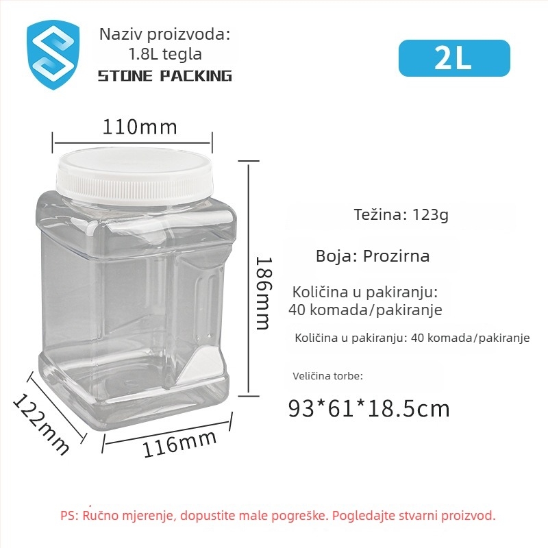 Si Dun proziran plastični spremnik za hranu s čvrstim zatvaračem, PET, za skladištenje bombona, orašastih plodova i grickalica
