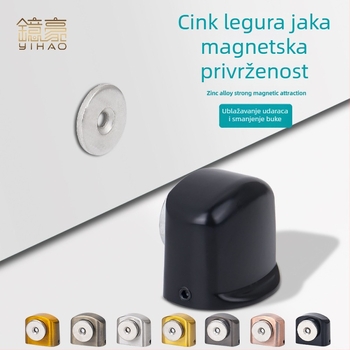 Tiha podna magnetska stoper za vrata od cinkovog legura, montaža bez bušenja, debeli magnetski stopper za kupaonice i hotelske sobe