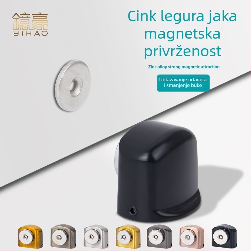Tiha podna magnetska stoper za vrata od cinkovog legura, montaža bez bušenja, debeli magnetski stopper za kupaonice i hotelske sobe