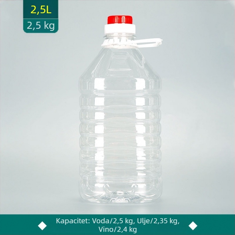 Prozirne PET plastične boce za ulje i vino, prehrambena kvaliteta, prazne boce, kapaciteti 1 L, 2,5 L i 5 L