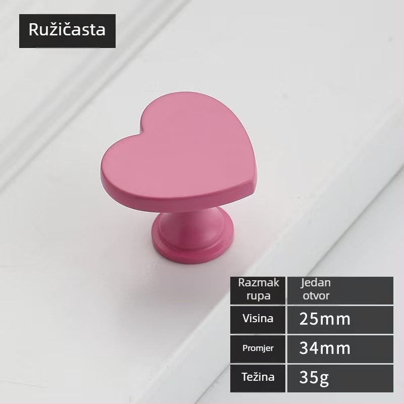 Šarena ručka s crvenim srcem za dječju sobu – ručka za ladice i vrata ormarića