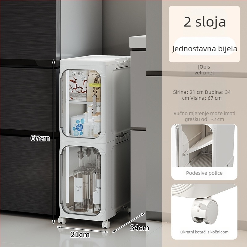 3-etažni plastični ormar za pohranu za uske prostore – kupaonica i kuhinja