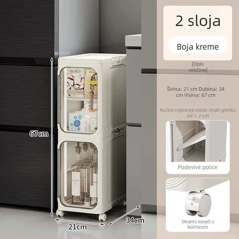 3-etažni plastični ormar za pohranu za uske prostore – kupaonica i kuhinja