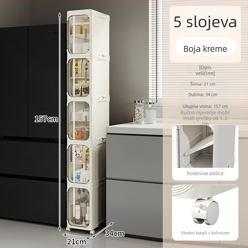 3-etažni plastični ormar za pohranu za uske prostore – kupaonica i kuhinja