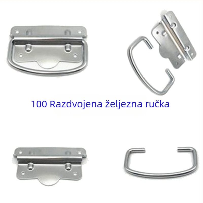 Sklopiva ručka od nehrđajućeg čelika 201/304, podijeljena ili monolitna konstrukcija, za metalne kutije i kovčege, prsten za vuču prtljage