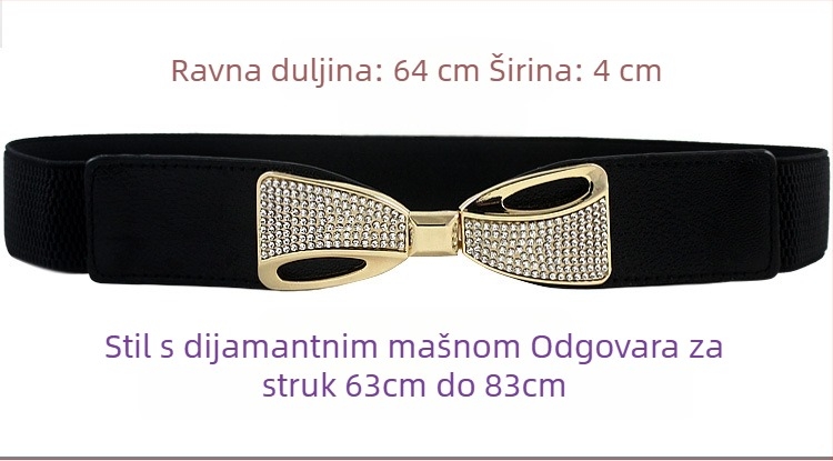 Ženski elastični pojas u korejskom stilu s vintage kristalnim ukrasima za pletene haljine