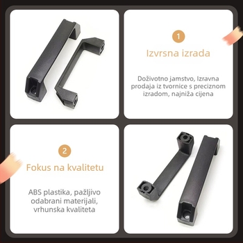 LS522 Debljina aluminijske legure crna najlonska ručka za industrijsku opremu, plastična kvadratna ručka za vrata ormarića