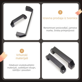 LS522 Debljina aluminijske legure crna najlonska ručka za industrijsku opremu, plastična kvadratna ručka za vrata ormarića