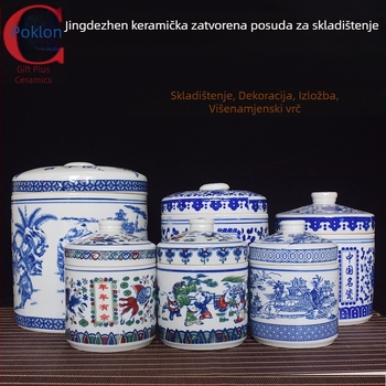 Porcelanska vintage posuda za pastu sa zatvaračem, namijenjena skladištenju fermentiranog tofua, guste pašte i tradicionalne kineske medicine.