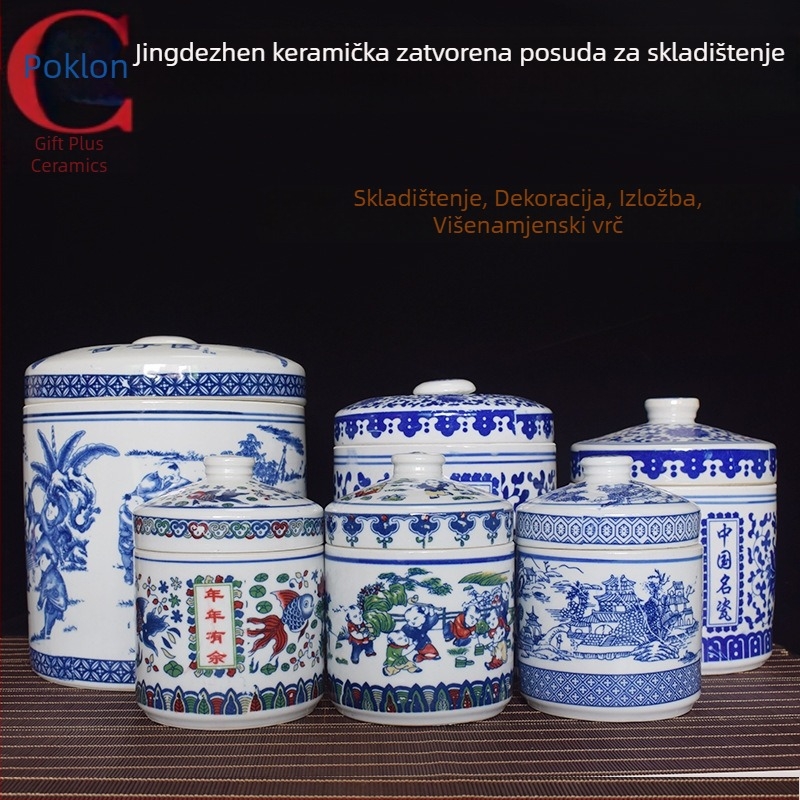 Porcelanska vintage posuda za pastu sa zatvaračem, namijenjena skladištenju fermentiranog tofua, guste pašte i tradicionalne kineske medicine.