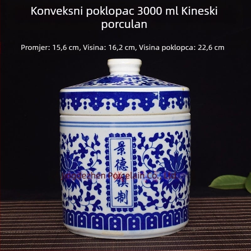 Porcelanska vintage posuda za pastu sa zatvaračem, namijenjena skladištenju fermentiranog tofua, guste pašte i tradicionalne kineske medicine.