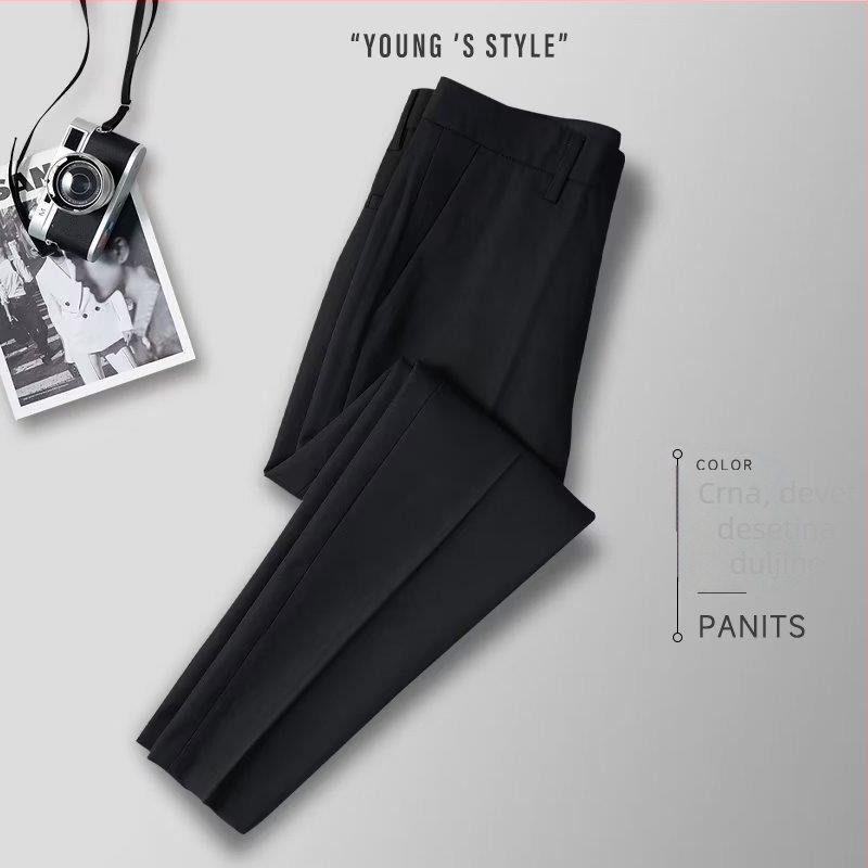 Muške hlače slim-fit, dužine 9/10, poslovne, bez glačanja, ljetne elegantne hlače