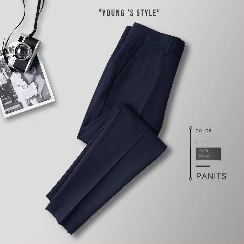 Muške hlače slim-fit, dužine 9/10, poslovne, bez glačanja, ljetne elegantne hlače