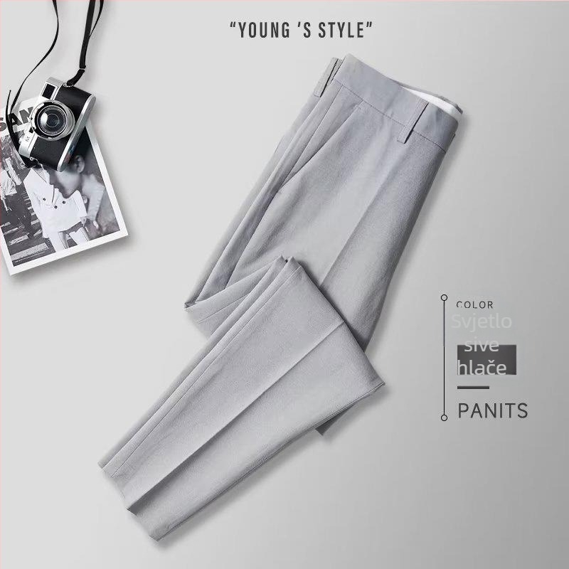 Muške hlače slim-fit, dužine 9/10, poslovne, bez glačanja, ljetne elegantne hlače