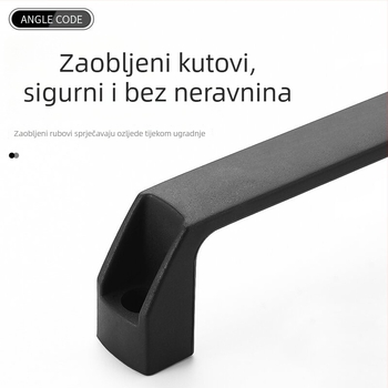 Debela crna ručica za vrata ormarića, površinski montirana, za industrijsku opremu i kutiju alata, duljina 90–180 mm