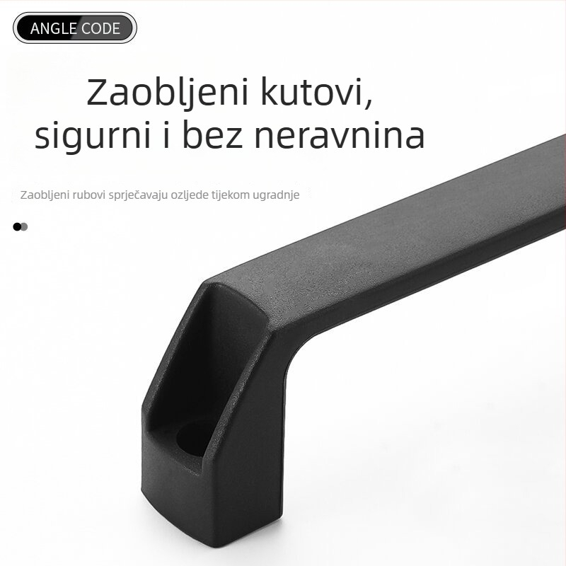 Debela crna ručica za vrata ormarića, površinski montirana, za industrijsku opremu i kutiju alata, duljina 90–180 mm