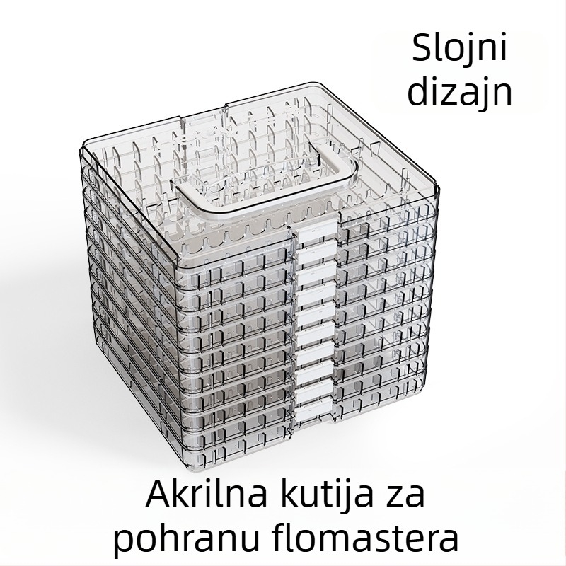 Kutija za pohranu akrilnih markera za stolnu upotrebu, velika kapaciteta, prijenosna s više pretinaca