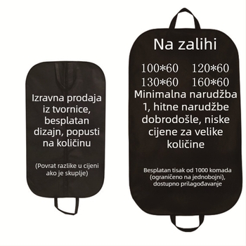 Torba za odijelo od netkanog materijala s protuprašnim zatvaračem – navlaka za odjeću
