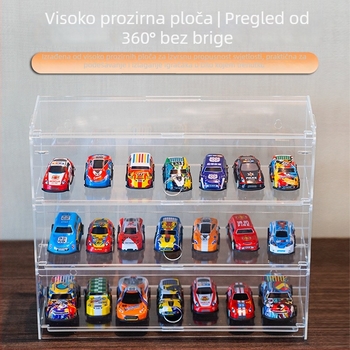 Prozirni višeslojni spremnik za pohranu dječjih automobila u mjerilu 1:64