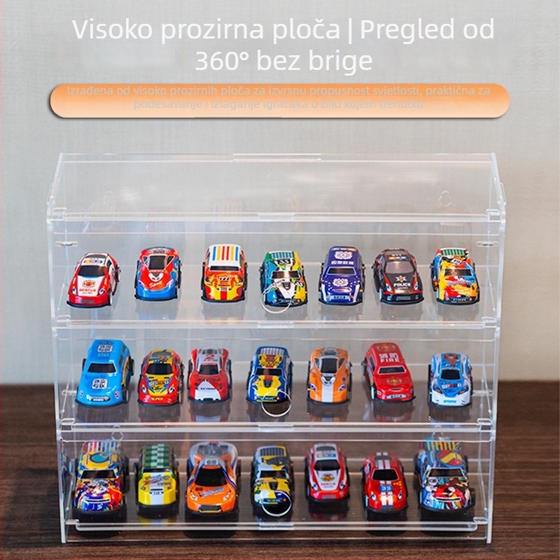 Prozirni višeslojni spremnik za pohranu dječjih automobila u mjerilu 1:64