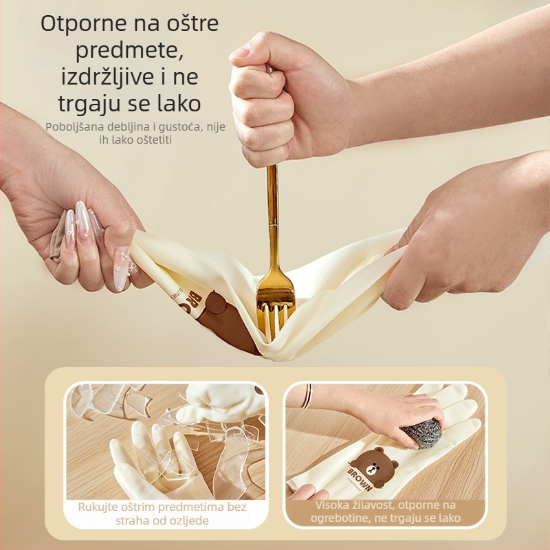 Rukavice za pranje suđa, nitril, prehrambena kvaliteta, vodootporne, s flis podstavom za zimu, za kuhinju i pranje rublja