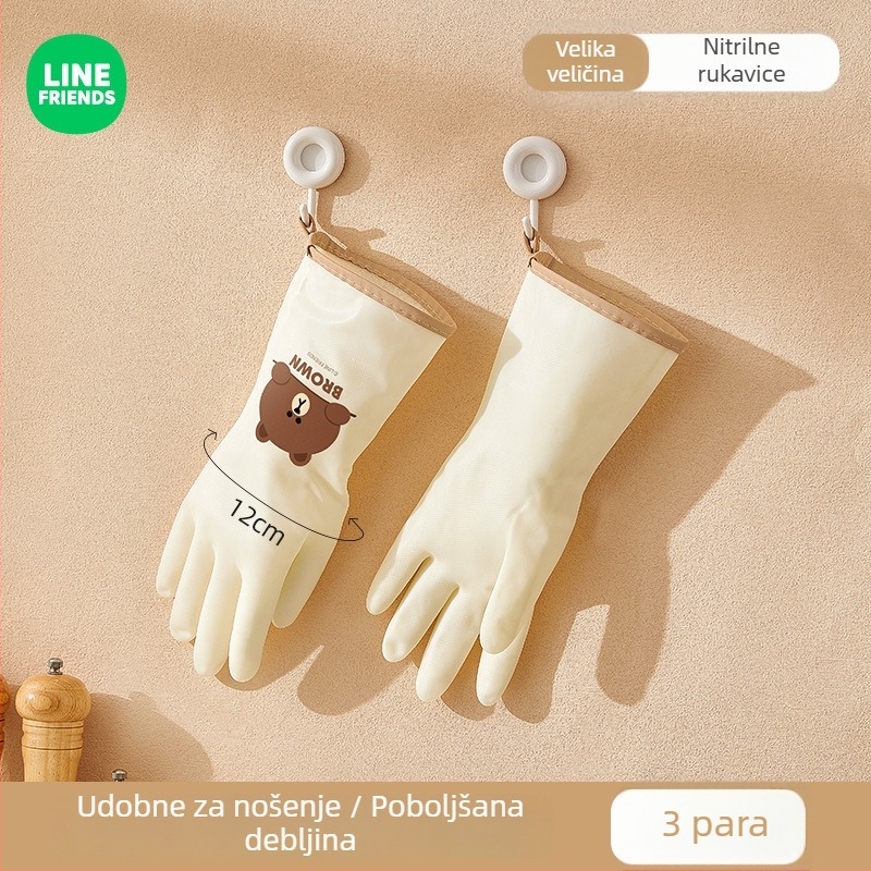 Rukavice za pranje suđa, nitril, prehrambena kvaliteta, vodootporne, s flis podstavom za zimu, za kuhinju i pranje rublja
