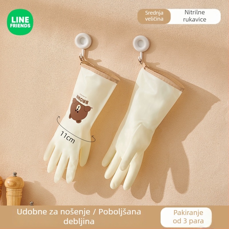 Rukavice za pranje suđa, nitril, prehrambena kvaliteta, vodootporne, s flis podstavom za zimu, za kuhinju i pranje rublja