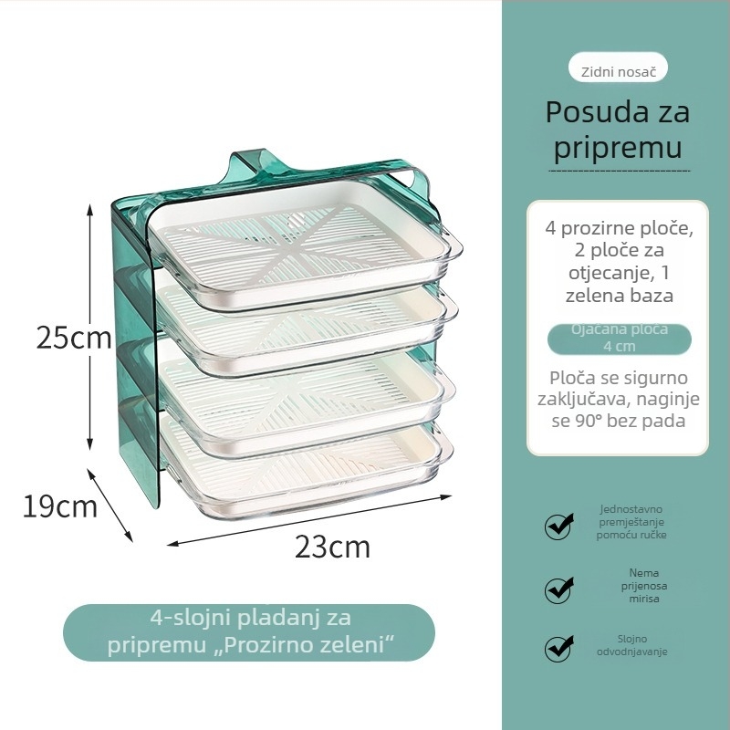 PET plastični zidni višeslojni stalak za kuhinju za posuđe i tanjure