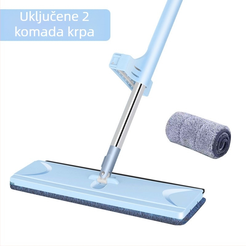 Veliki plošni mop bez potrebe dodirivanja rukama, aluminijska ploča, dvostruko korištenje za suho i mokro čišćenje, izuzetno upijajući