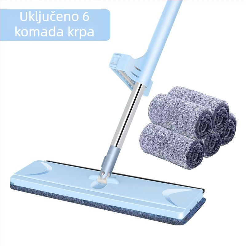Veliki plošni mop bez potrebe dodirivanja rukama, aluminijska ploča, dvostruko korištenje za suho i mokro čišćenje, izuzetno upijajući