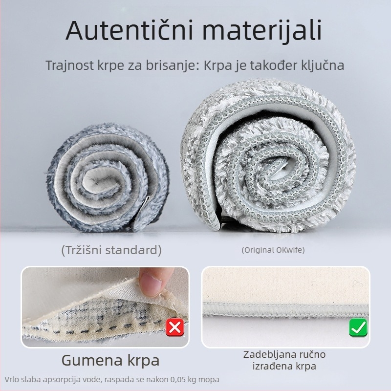Ploški mop za kućnu upotrebu, čišćenje jednim potezom, 2026. novi model, velika krpa za mop, bez pranja ruku, alat za čišćenje poda
