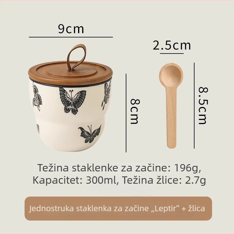 Set keramičkih posuda za začine sa zatvorenim poklopcima – retro kuhinjska pohrana za začine i čili papričice, otporan na visoke temperature