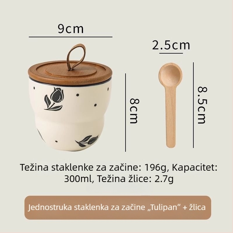 Set keramičkih posuda za začine sa zatvorenim poklopcima – retro kuhinjska pohrana za začine i čili papričice, otporan na visoke temperature