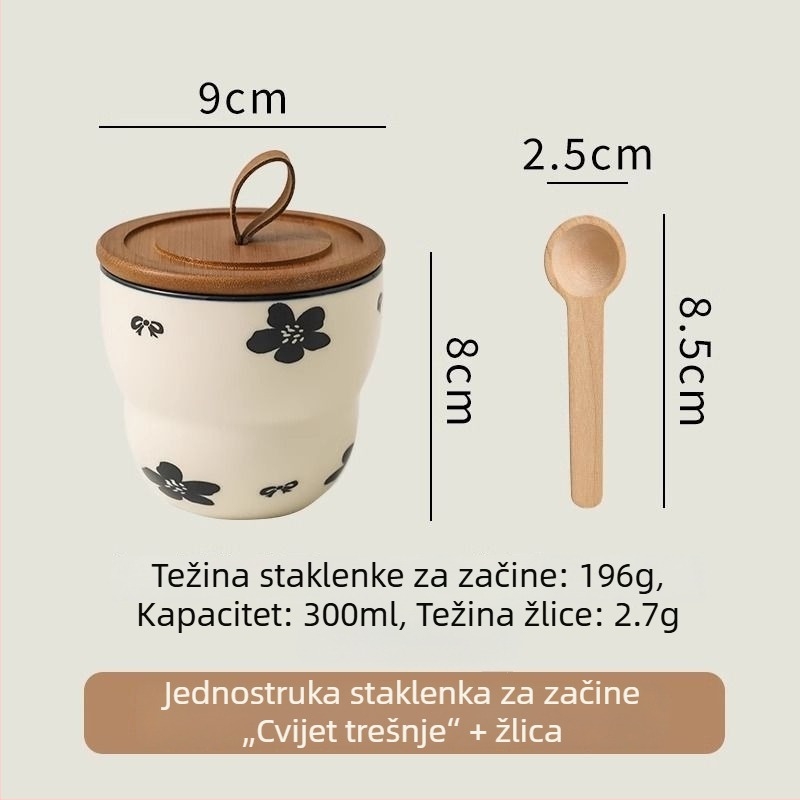 Set keramičkih posuda za začine sa zatvorenim poklopcima – retro kuhinjska pohrana za začine i čili papričice, otporan na visoke temperature