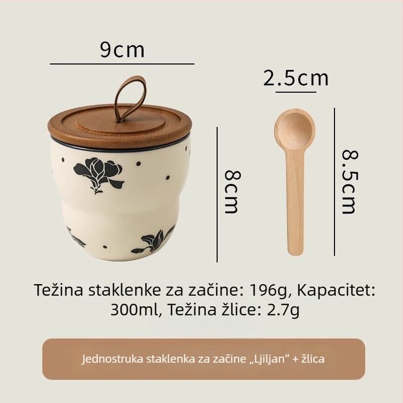 Set keramičkih posuda za začine sa zatvorenim poklopcima – retro kuhinjska pohrana za začine i čili papričice, otporan na visoke temperature