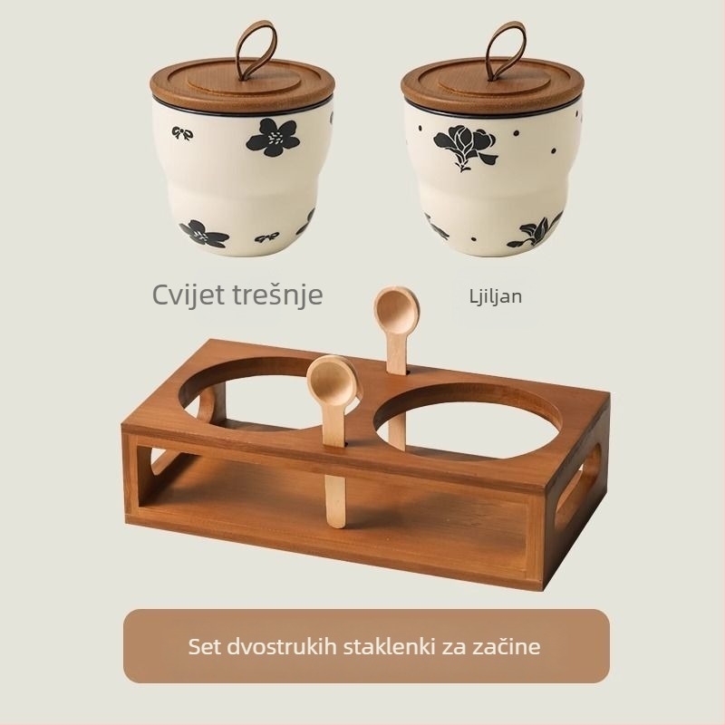 Set keramičkih posuda za začine sa zatvorenim poklopcima – retro kuhinjska pohrana za začine i čili papričice, otporan na visoke temperature